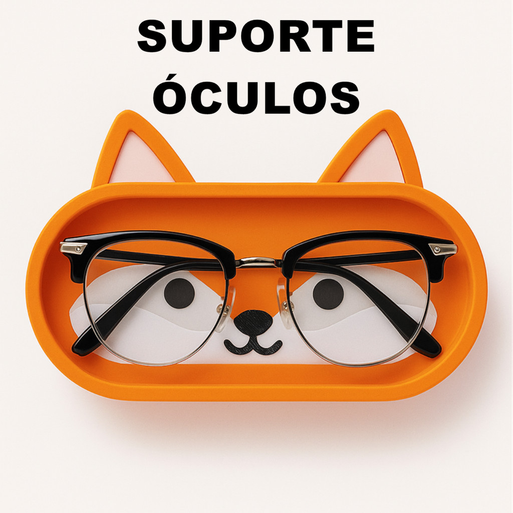 Porta Óculos Raposa Fox Suporte Oculos Escuro Mesa Expositor