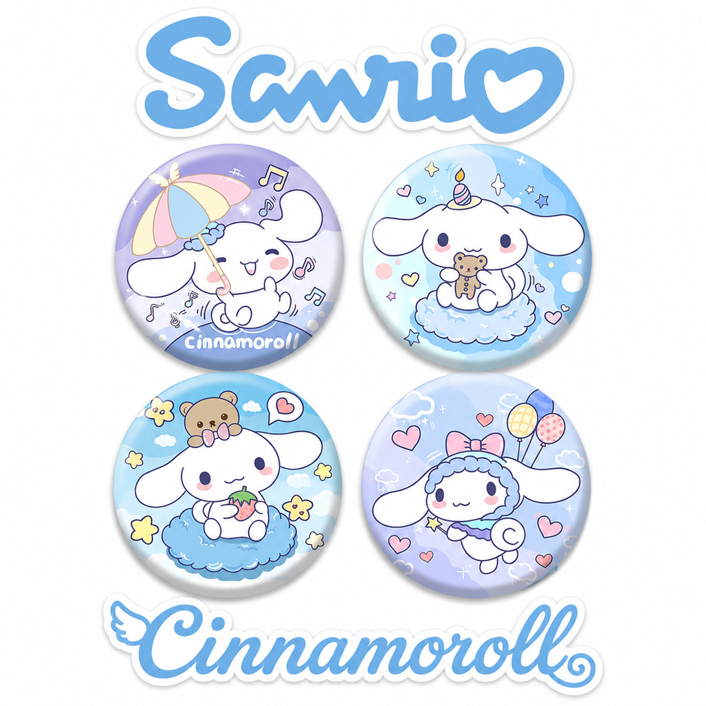 Botton Cinnamoroll Sanrio 58mm Broche Kawaii Pin Para Mochila Bolsa Coleção Presente