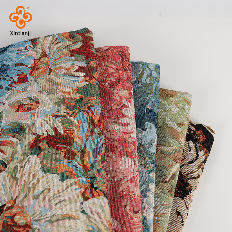 Pintura A Óleo Floral Jacquard TC Tecido Fio-Tintura Têxtil Para Vestuário Bolsa Mesa Linho Estofamento Artesanato Supri