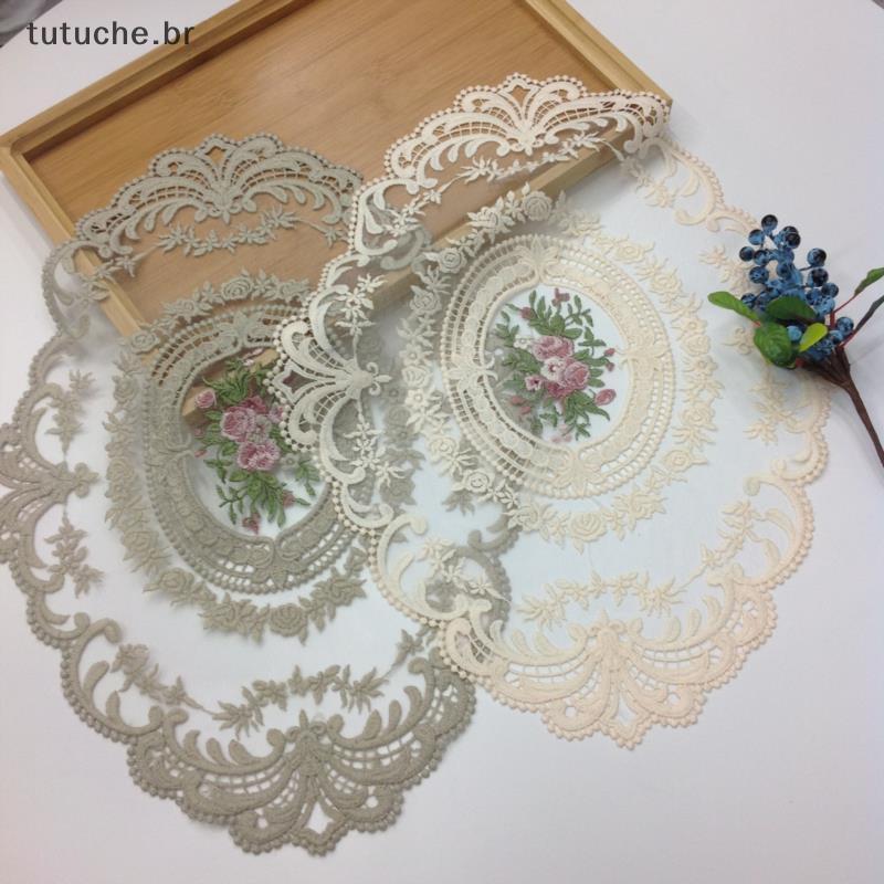 TU Europeu Renda Bordado Luxo Oval Placemat Café Coaster Sofá Capa De Apoio De Braço BR