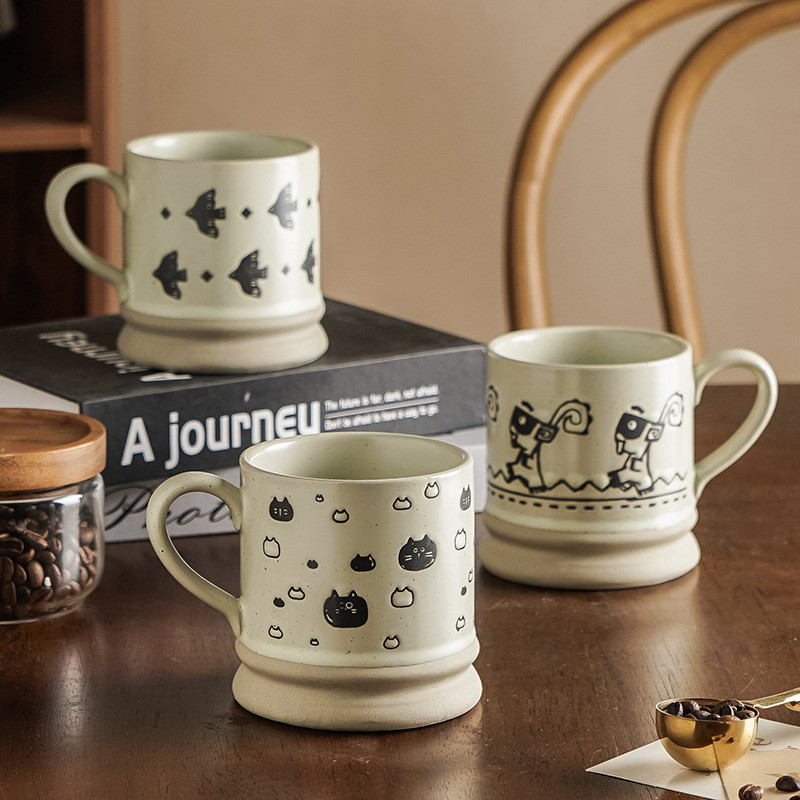 Criativo artesanal japonês Retro grés xícara de café chá da tarde casa beber copo de cerâmica de alto valor Cross-border