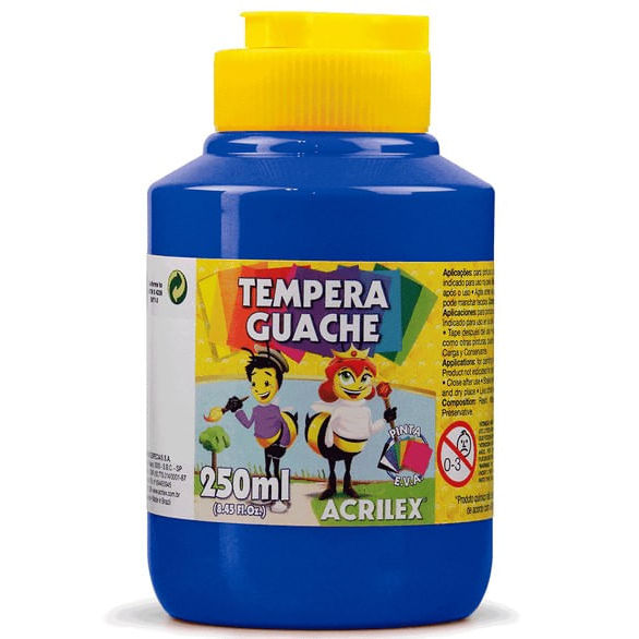 Tinta Guache 250 ml - Acrilex -  AZUL TURQUESA