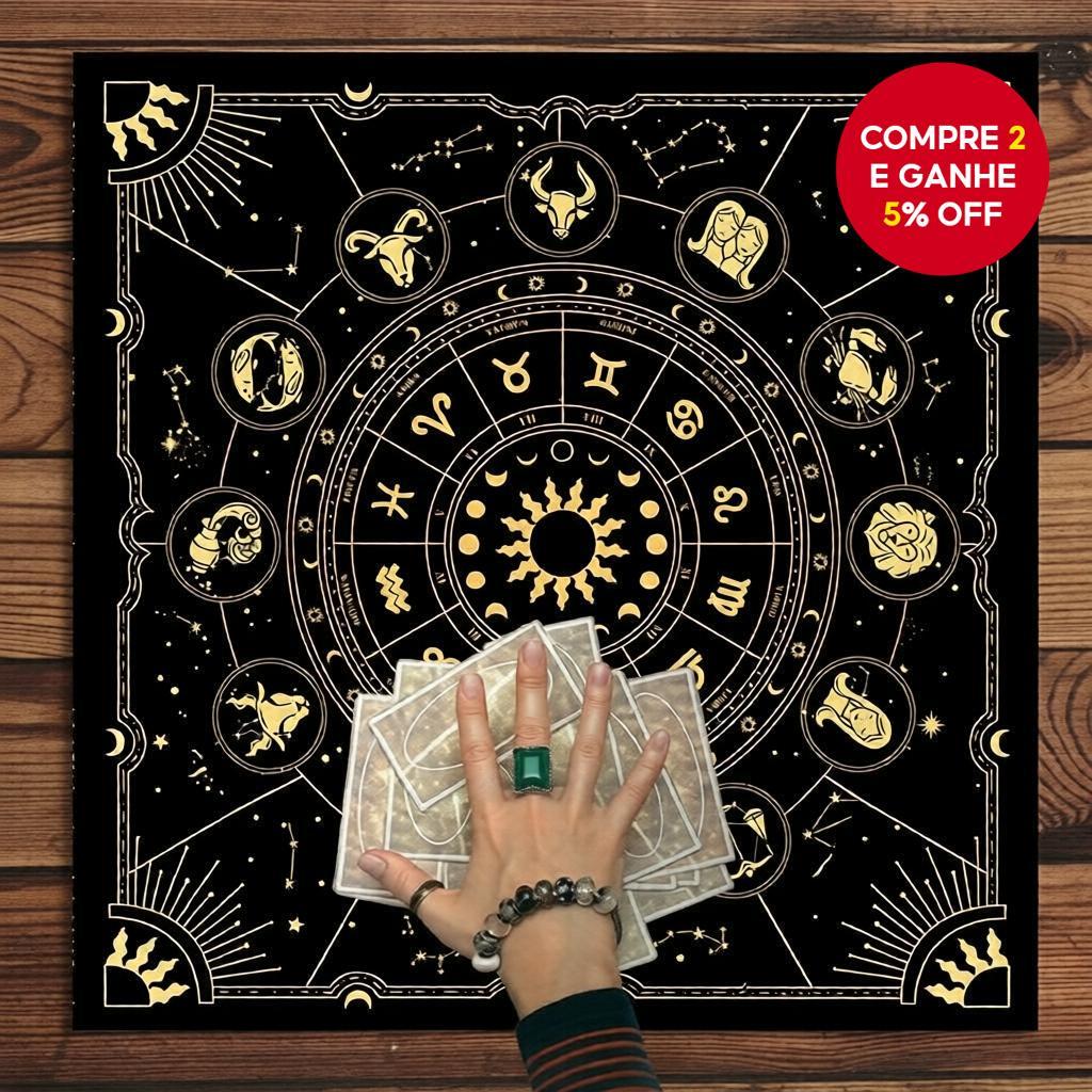 Imagem  Toalha de Altar de Tarô Encantadora 1 unidade, Designs de Signos do Zodíaco & Estrelas para Rituais & Ambientes