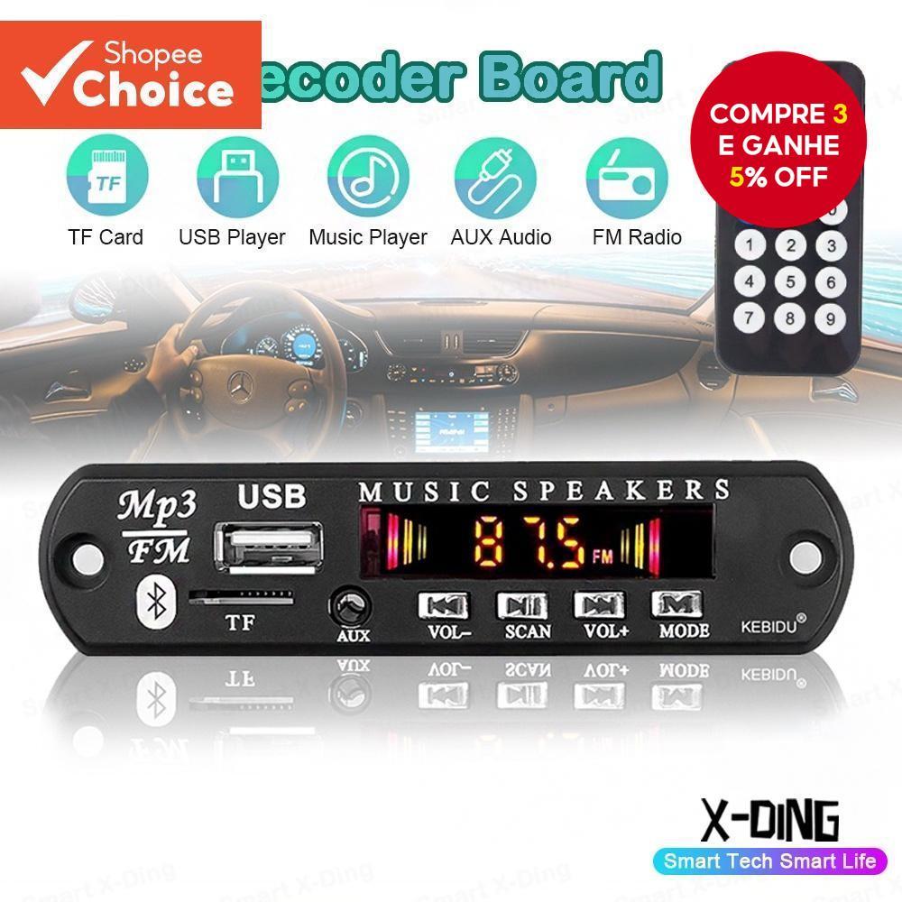 Módulo De Placa Decodificadora MP3 Bluetooth 5.0 12V Reprodutor De Áudio Com Controle Remoto FM