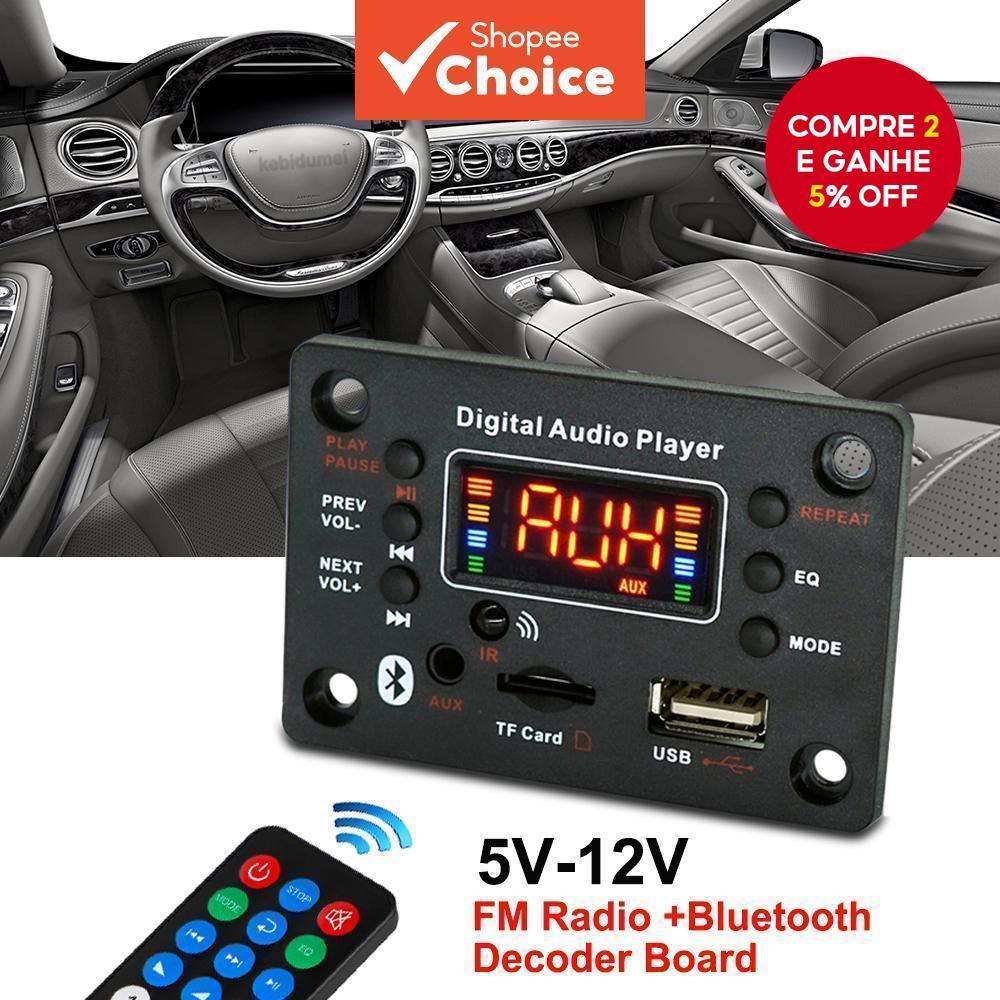 Módulo De Rádio Do Carro Bluetooth 5.3 Placa Decodificadora 12V Suporte Microfone Para Karaokê MP3 Alto-Falante