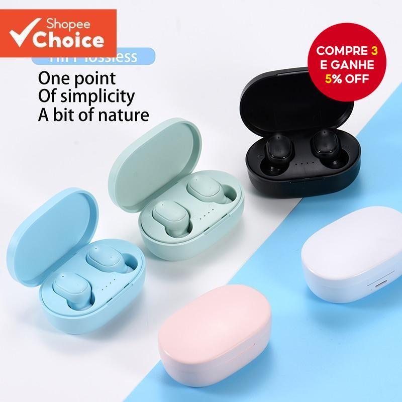 Fone de ouvido Bluetooth 5.0 A6S TWS, com baixa latência, fones de ouvido sem fio estéreo para esportes com microfone.