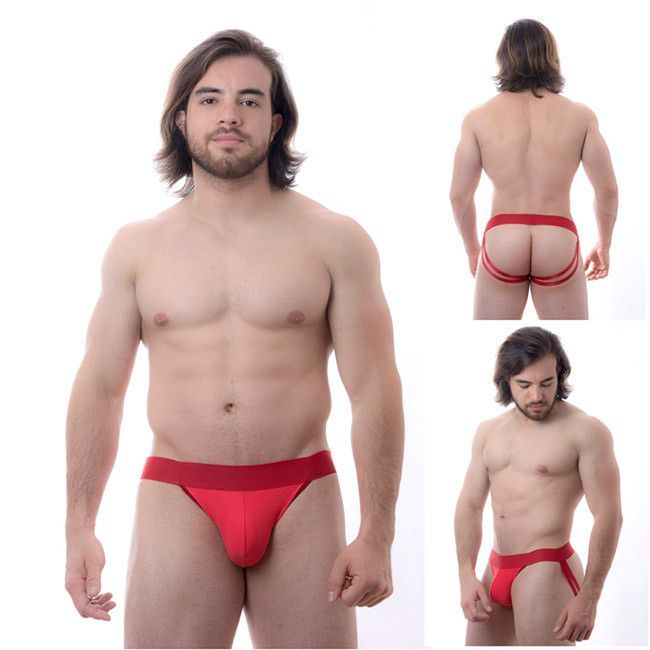 CUECA JOCKSTRAP FAIXA DUPLA VERMELHA TAMANHO ÚNICO