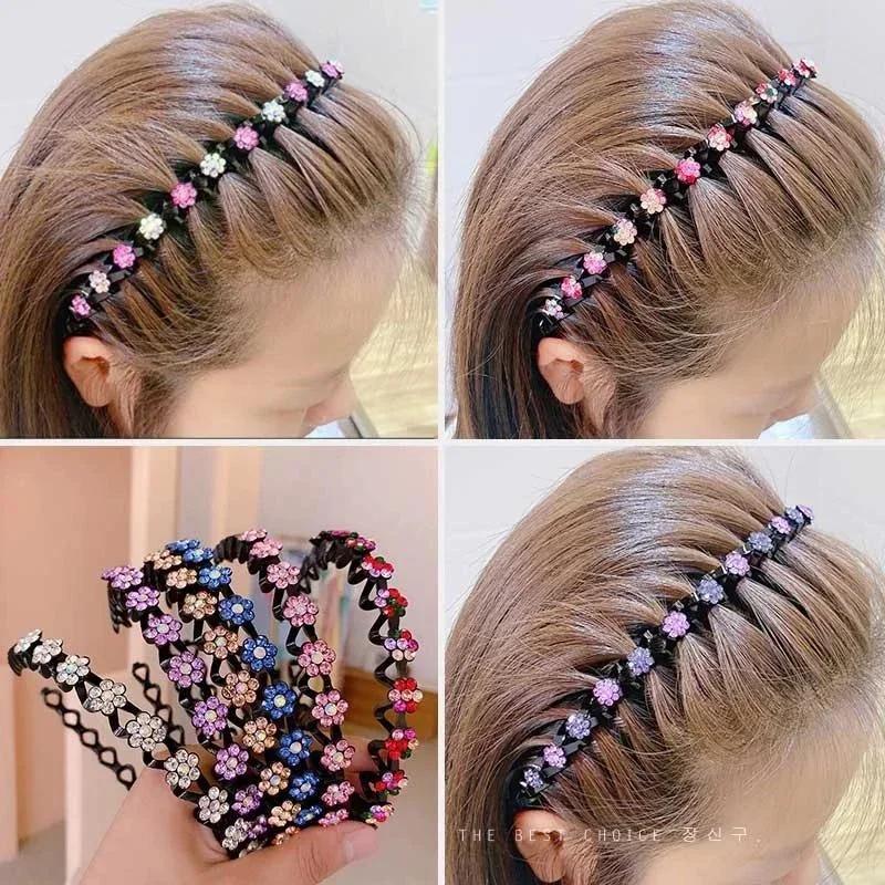 Faixas De Argola De Cabelo Bandana Moldura Meninas Acessórios Grampos Moda Pérola Antiderrapante Strass Hairbands Flor E