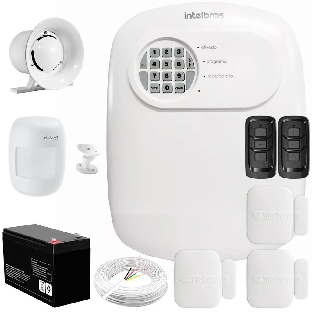 Kit Central de Alarme ANM 24 NET Intelbras 3 Sensores XAS 4010 Smart 1 Sensor IVP 3000 CF e acessórios
