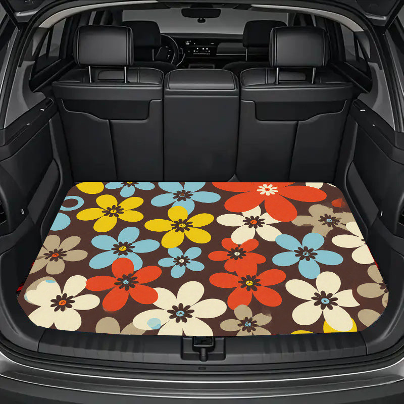 Tapete de porta-malas GM, estilo retrô Medieval Hyundai, fundo marrom de Chocolate amargo, padrão Floral totalmente impr