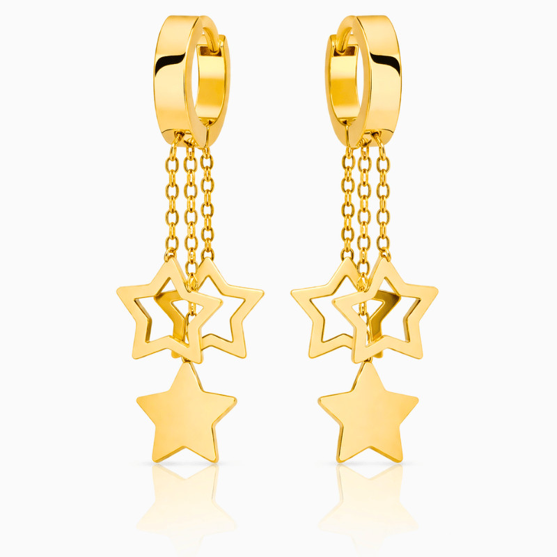 Brinco Argola Estrela Dourado Aço Inoxidavel