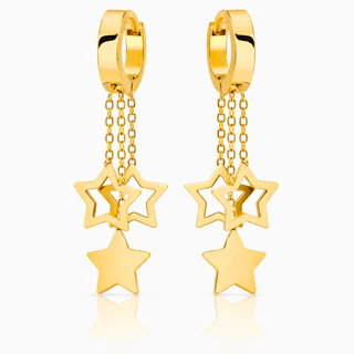 Brinco Argola Estrela Dourado Aço Inoxidavel