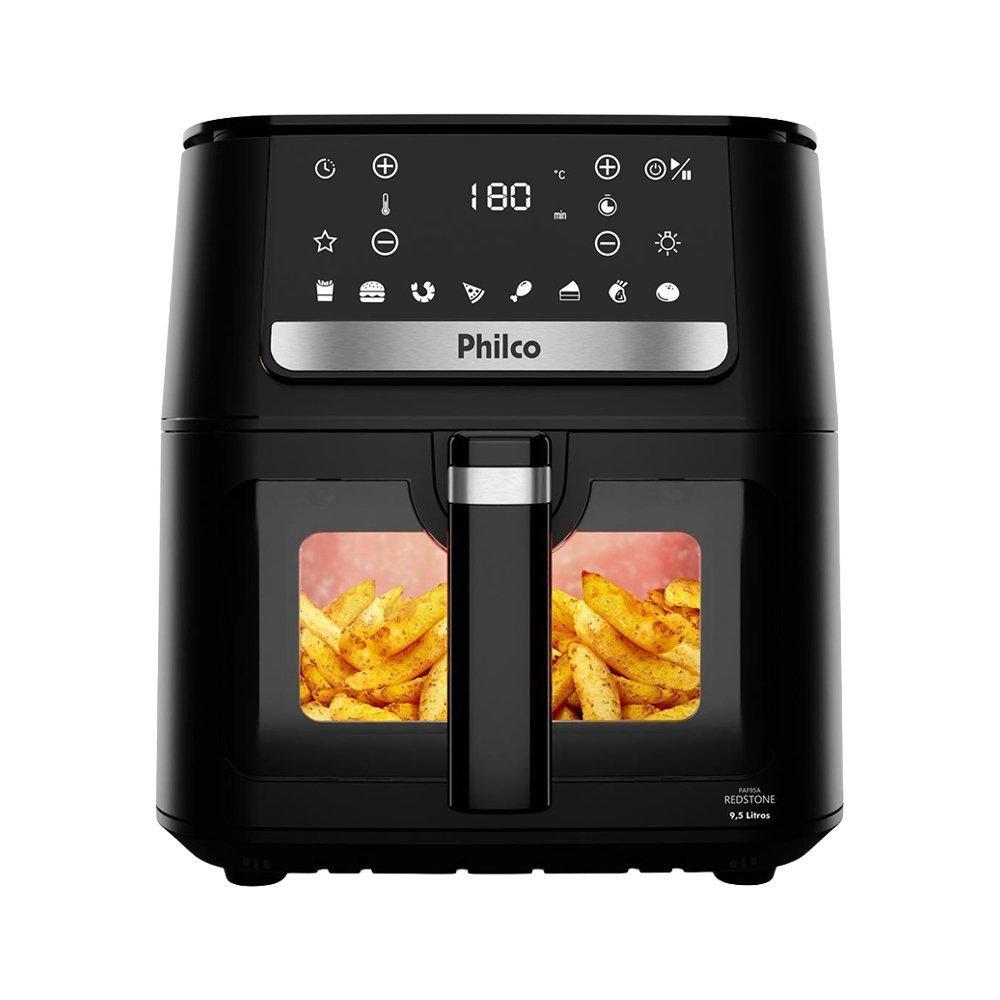 Air Fryer Philco PAF95A 9,5L 1800W Visor Glass Redstone Preto/Inox 110V