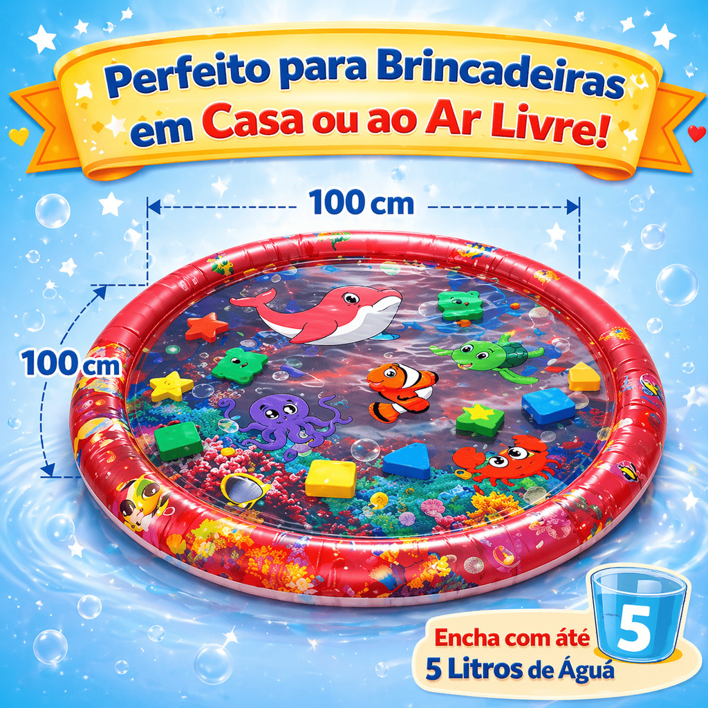 Brinquedo Sensorial Tapete de Água Inflável 100cm – Divertido e Educativo