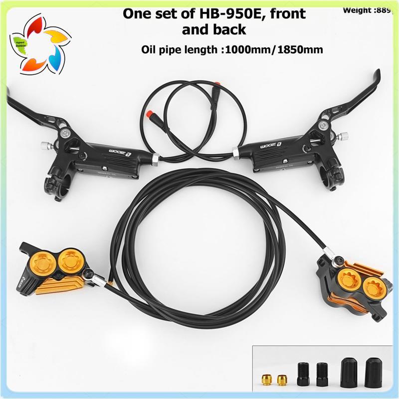 Conjunto De Freio A Disco Hidráulico ZOOM HB-950E MTB , 4 Pistões , Dianteiro 1000 Mm Traseiro 1850 Para Bicicletas Elét