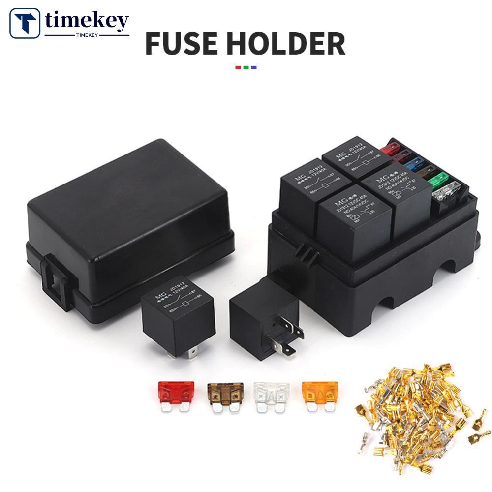 TIMEKEY 4 Suporte De Relé Combinação Gratuita Automóvel Para Carro Caminhão 6Way Fusível Titular Circuito Padrão 12V 24V