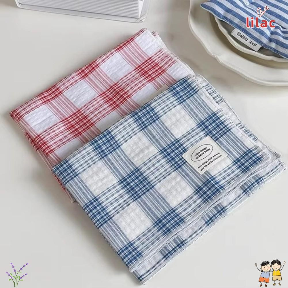Jogo Americano De Toalha De Mesa LILAC , Tapete Xadrez Azul De Algodão , Fundo De Pose De Comida Macia