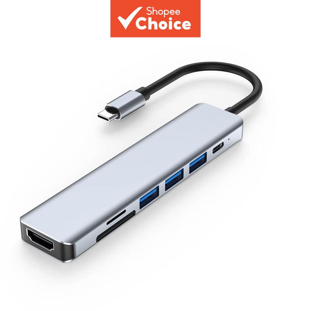 HUB USB Tipo C 7 em 1 com HDMI, Adaptador USB 3.0/2.0, Leitor de Cartão SD/TF para computador, telefone e tablet