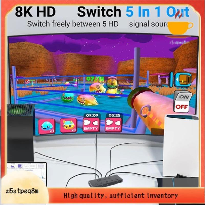 4K @ 240Hz-Interruptor 2.1 Compatível 8K 60Hz 5 Em 1 Saída Com Controle Remoto Para Laptop PC Monitor TV