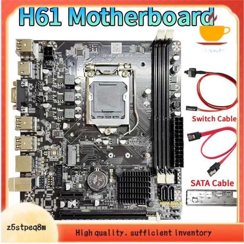 - Kit De Placa-Mãe De Computador H61 Compatível LGA1155 2x Slots De Memória DDR3 6X Interface USB Para CPUs G1610/G2030/