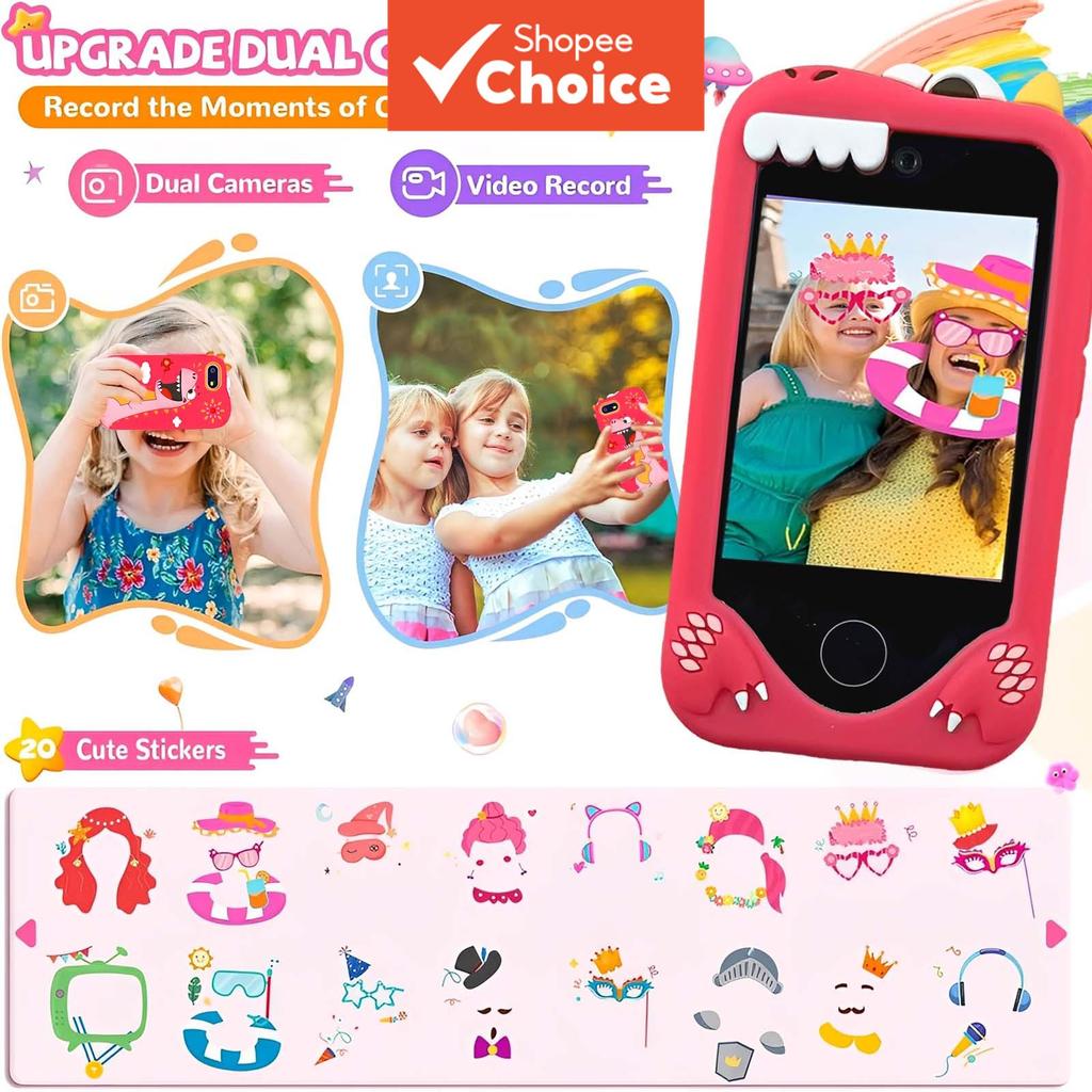 Smartphone Infantil, Câmera para registrar Momentos da Vida, Música e Jogos de Raciocínio, Presente para 3 a 9 Anos para