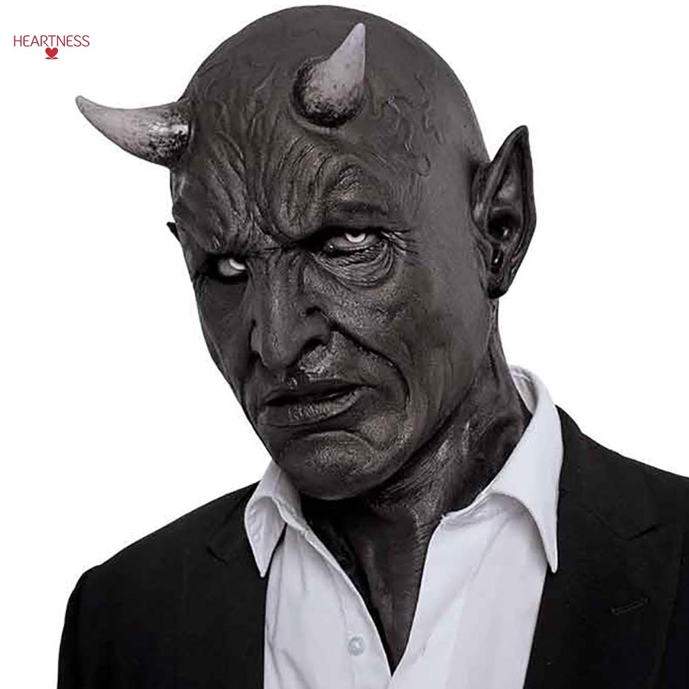 Máscara de chifre de demônio Cosplay Horror demônio assassino látex chapelaria Halloween careta assustador vestir adereç