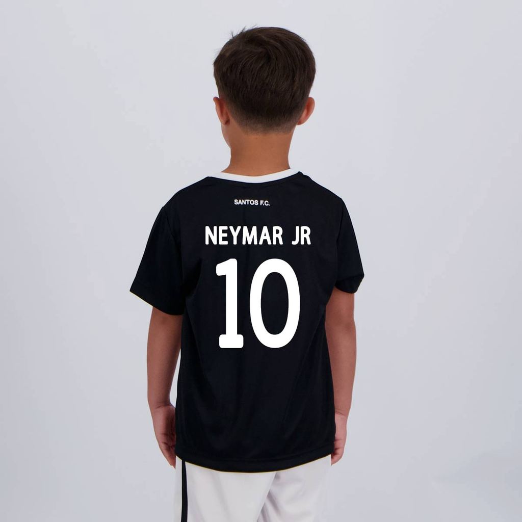 Camisa Santos Matriz Infantil Preta e Branca 10 Neymar Jr