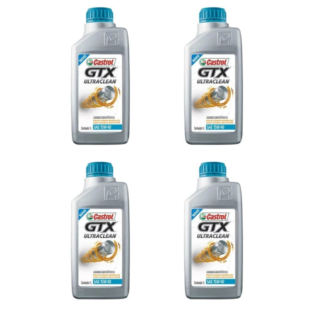 Kit 4 óleos Motor 15w40 Castrol Gtx Ultraclean Semissintético 1l