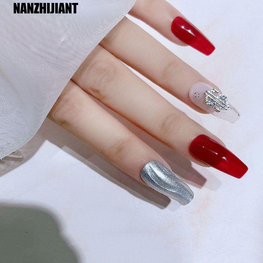 NANZHIJIANT Nail Art Strass Luxo Prata/Ouro Moeda Design Dinheiro 3D DIY Joias Para Unhas