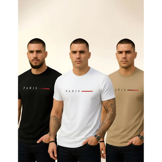 Kit 3 Camisas Paris Masculinas Luxo Camisa Algodão Premium