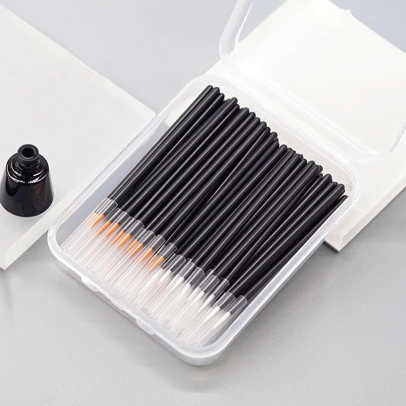 Com tampa 100 peças escova de delineador descartável portátil delineador labial caneta corretivo batom pequena escova de