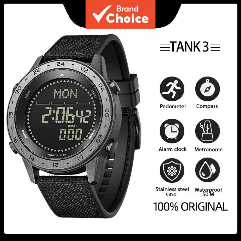 North Edge Tank 3 Relógio Digital Esportivo Masculino Bússola 50m À Prova D'água Liga De Zinco Estojo Tático Militar Com