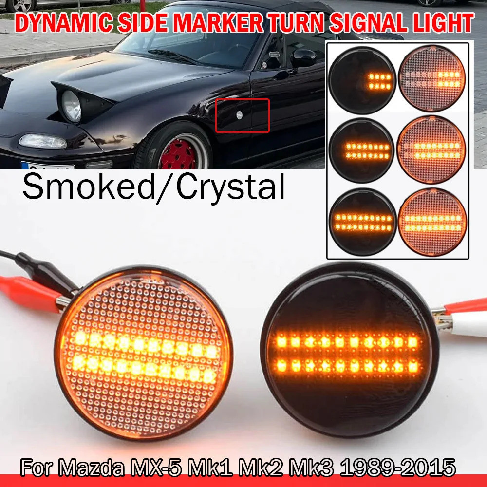2 Peças de Luzes de Sinalização LED Laterais com Indicador Sequencial para Mazda MX5 MX-5 MK1 MK2 MK3 1989 1999 2000-201