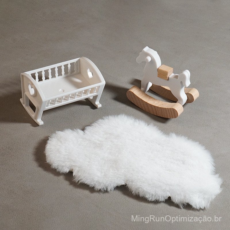 Mini berço de bebê, cavalo de balanço em forma de nuvem, decoração de casa de bonecas 1:12, mini móveis para casa de bon