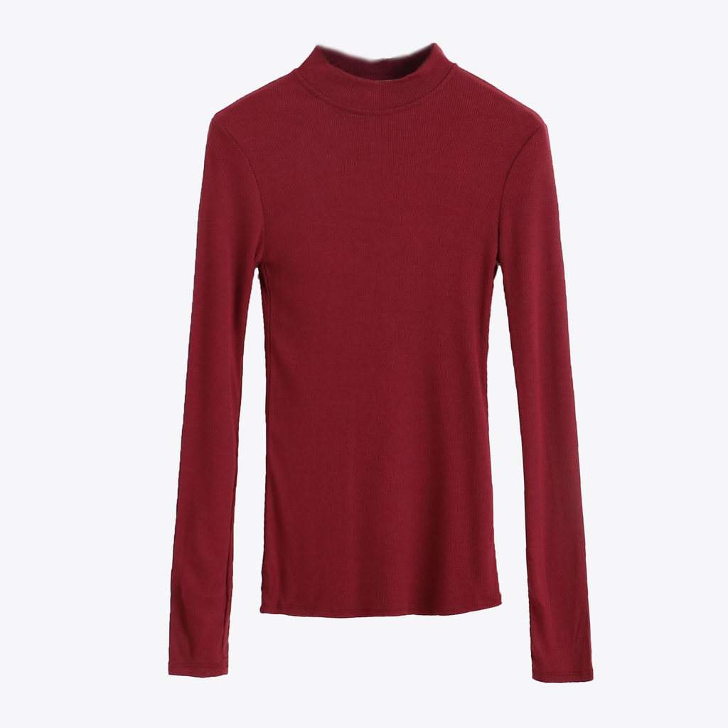 W/14/15 outono novo estilo comércio exterior moda feminina simples fino ajuste meia gola alta manga comprida malha alta