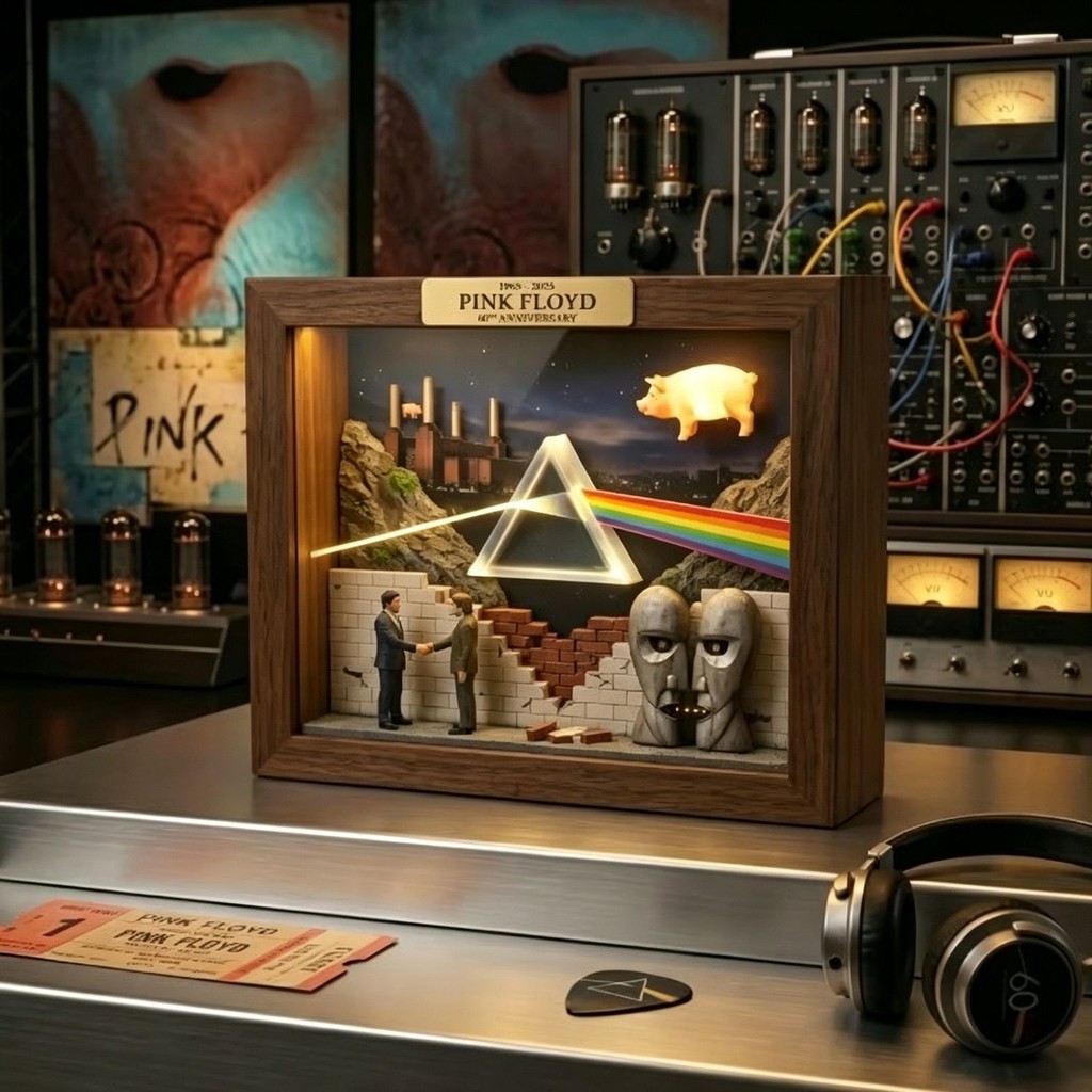 Mais vendido criativo Pink Floyd 60o aniversário modelo tridimensional caixa de luz quadro decoração ornamentos