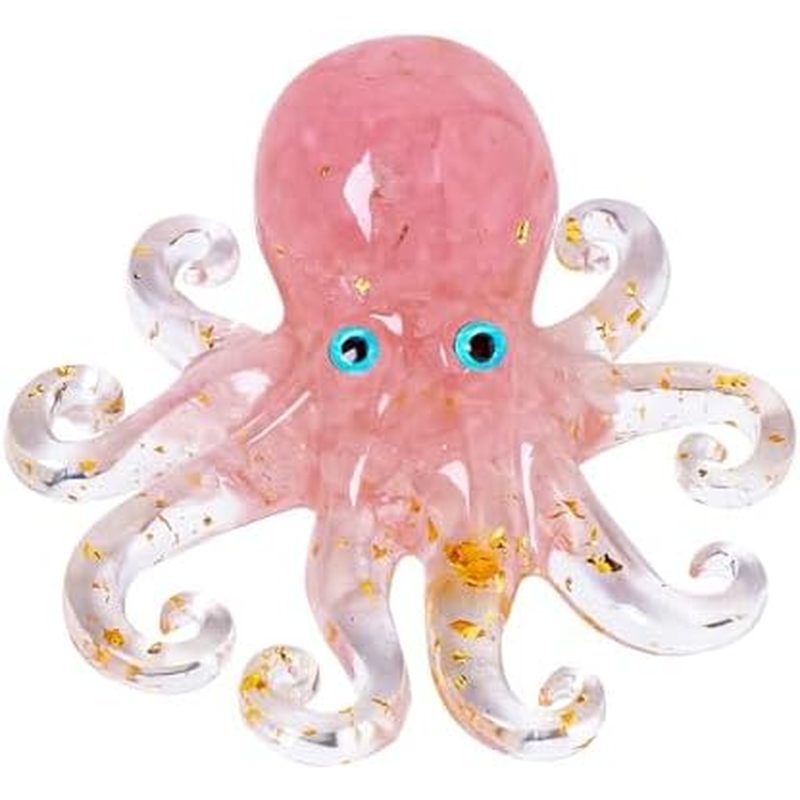 Decoração De Polvo Aquário RoseQuartze Cascalho Resina Decorativa Vidro Com Pedra De Cristal Natural Animais Marinhos En