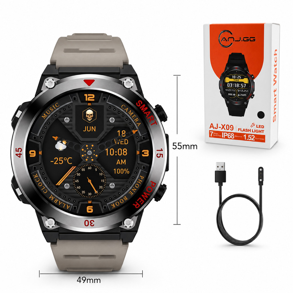 Smartwatch Masculino Bluetooth Esportivo Militar Monitor Saúde Outdoor