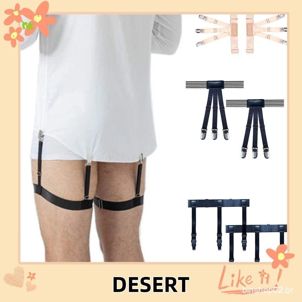 Cinto De Estadia De Camisa Do Deserto , Suporte Antiderrapante Perna Coxa Suspender Ligas Cinta , Clipes De Travamento E