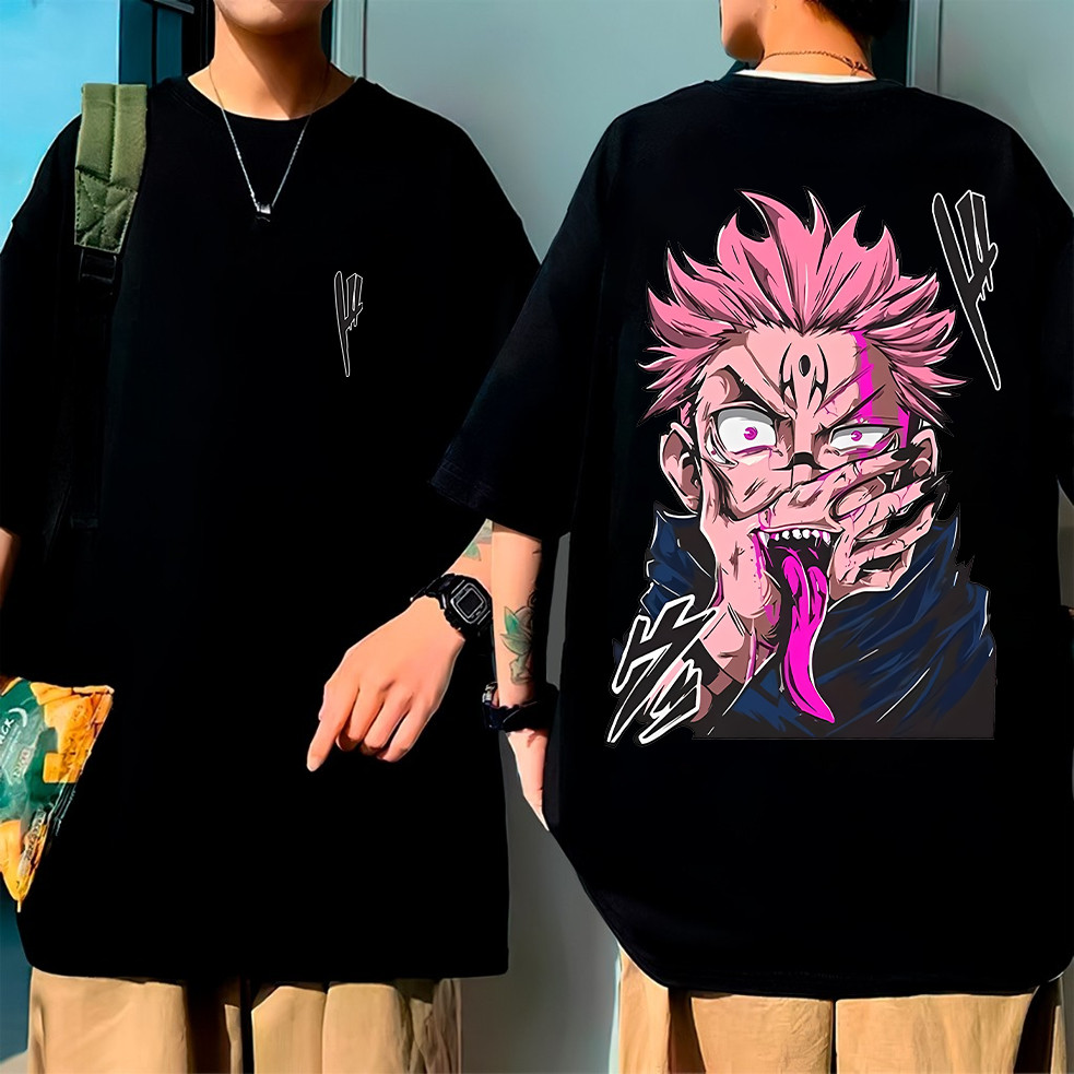 Camiseta Estampada Oversized Anime Treino Academia Naruto Sukuna Maldição Algodão Feminino Masculino
