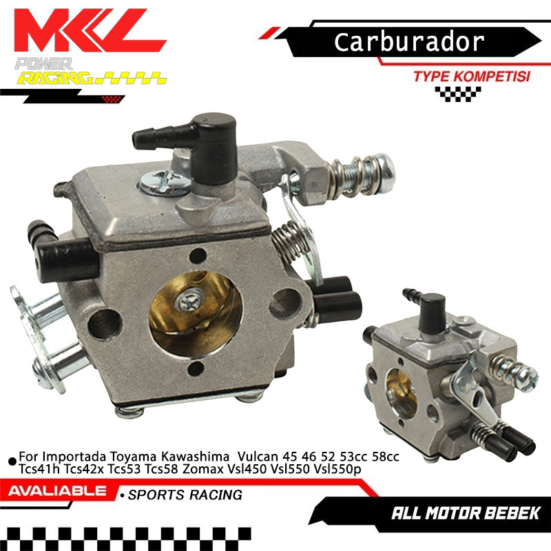 Carburador Importada Toyama Kawashima  Vulcan 45 46 52 53cc 58cc Tcs41h Tcs42x Tcs53 Tcs58 Zomax Vsl450 Vsl550 Vsl550p