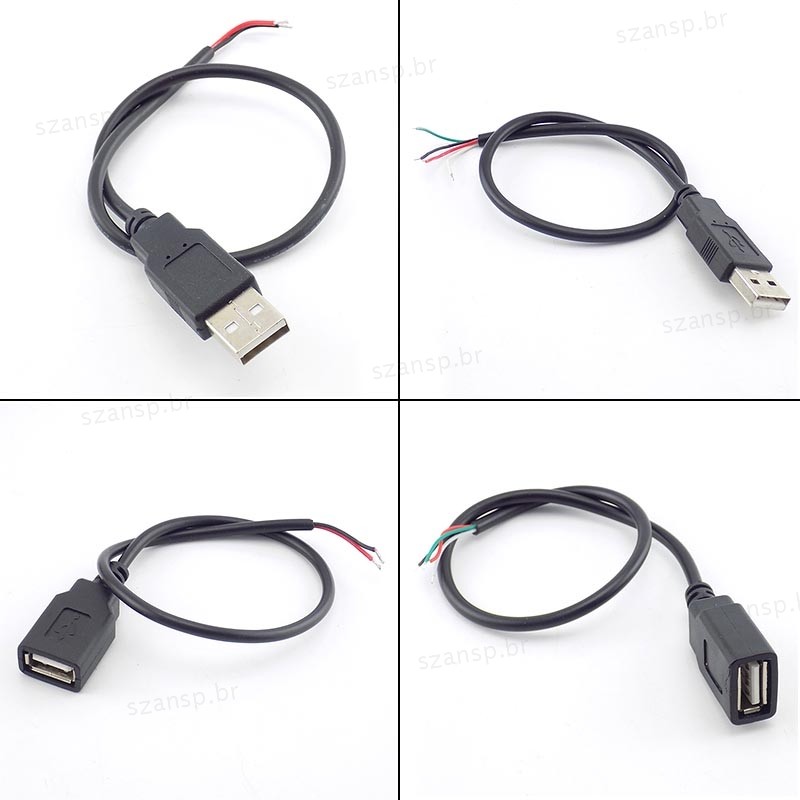 5 Pçs/Lote 2pin/4Pin USB 2.0 Cabo De Alimentação Fêmea Macho Fio Jack Extensão Carregamento Conector 5V 30cm BRA1