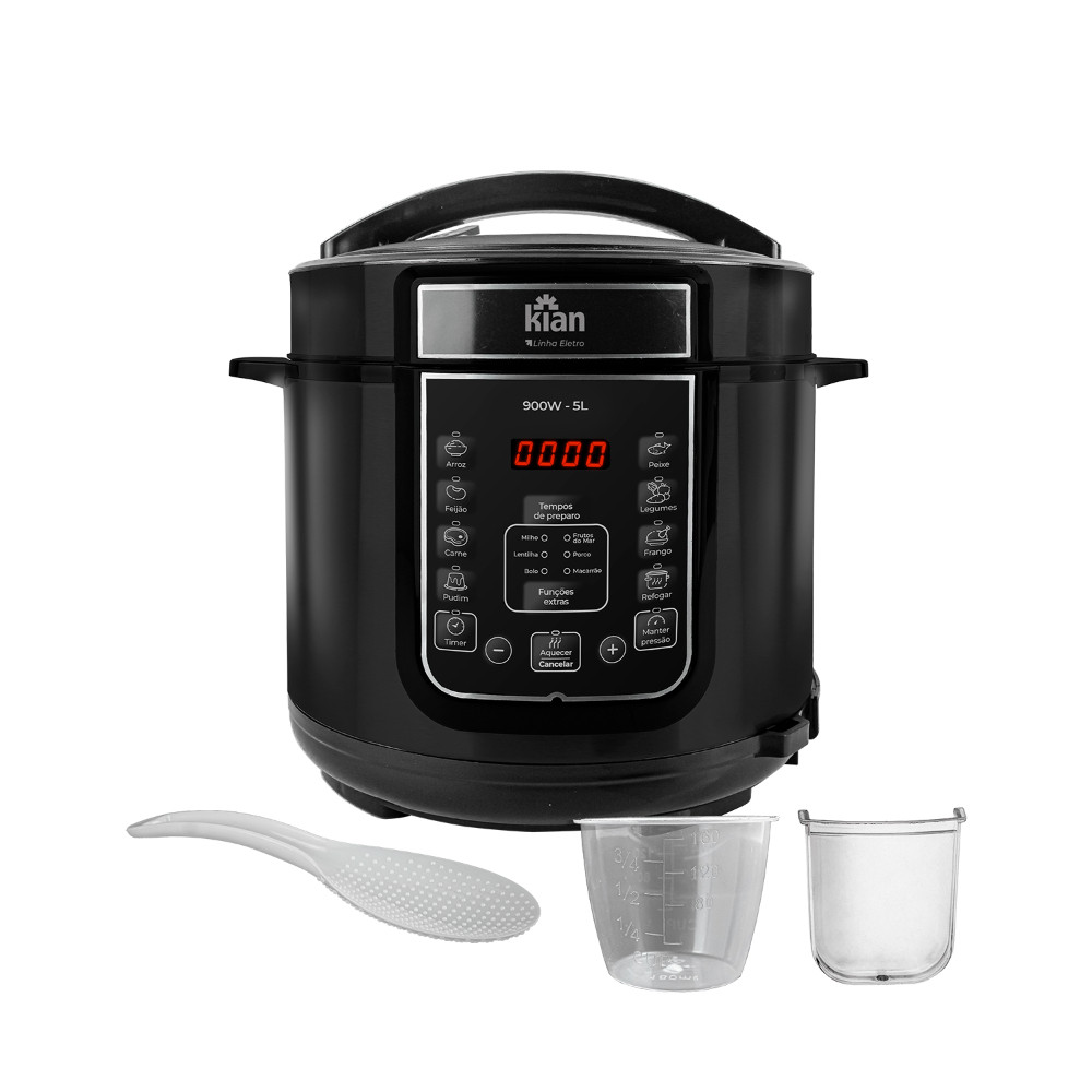 Panela de Pressão Elétrica Kian 5L Display Digital 900W PPE-101 Preta