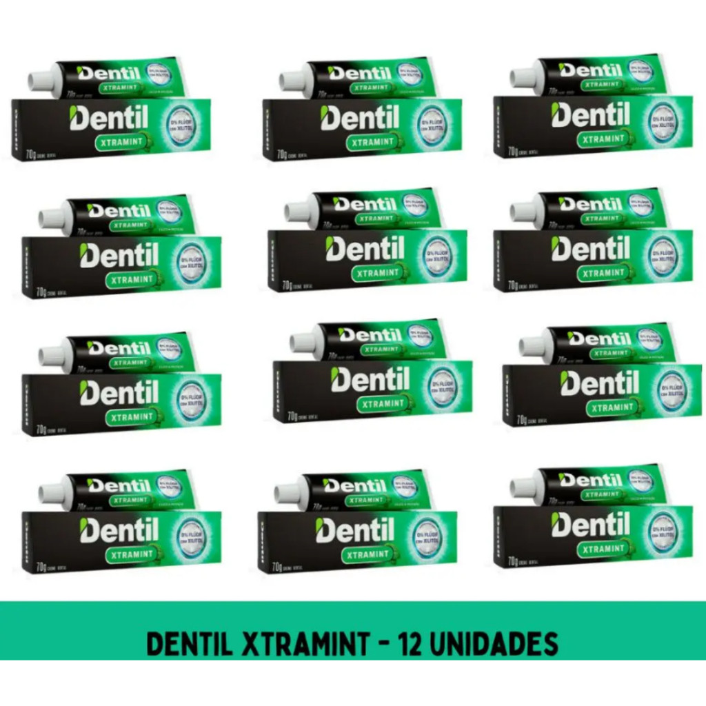 Kit 12 Creme Dental Dentil Xtramint Cálcio Sem Flúor 70g