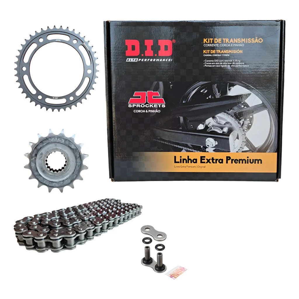 KIT TRANSMISSÃO RELAÇÃO COMPLETA TRAÇÃO MOTO F900 GS ADVENTURE 2024 RETENTOR COROA PINHAO CORRENTE DID
