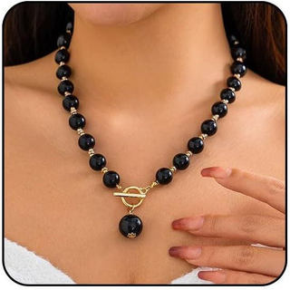 Colar de pérolas grossas para mulheres, colar de pérolas grandes, colar de pérolas barrocas grandes, colar de contas pre