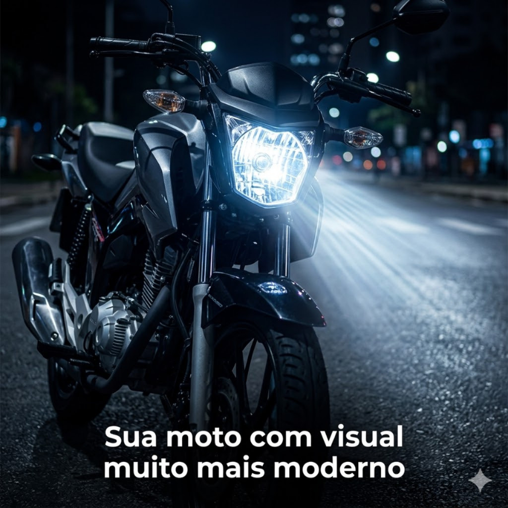 Lâmpada Led H4 Super Branca Para Moto Cg Fan Titan Start Cargo 125 150 160 Xre Farol 6500k Projetor · foto 2