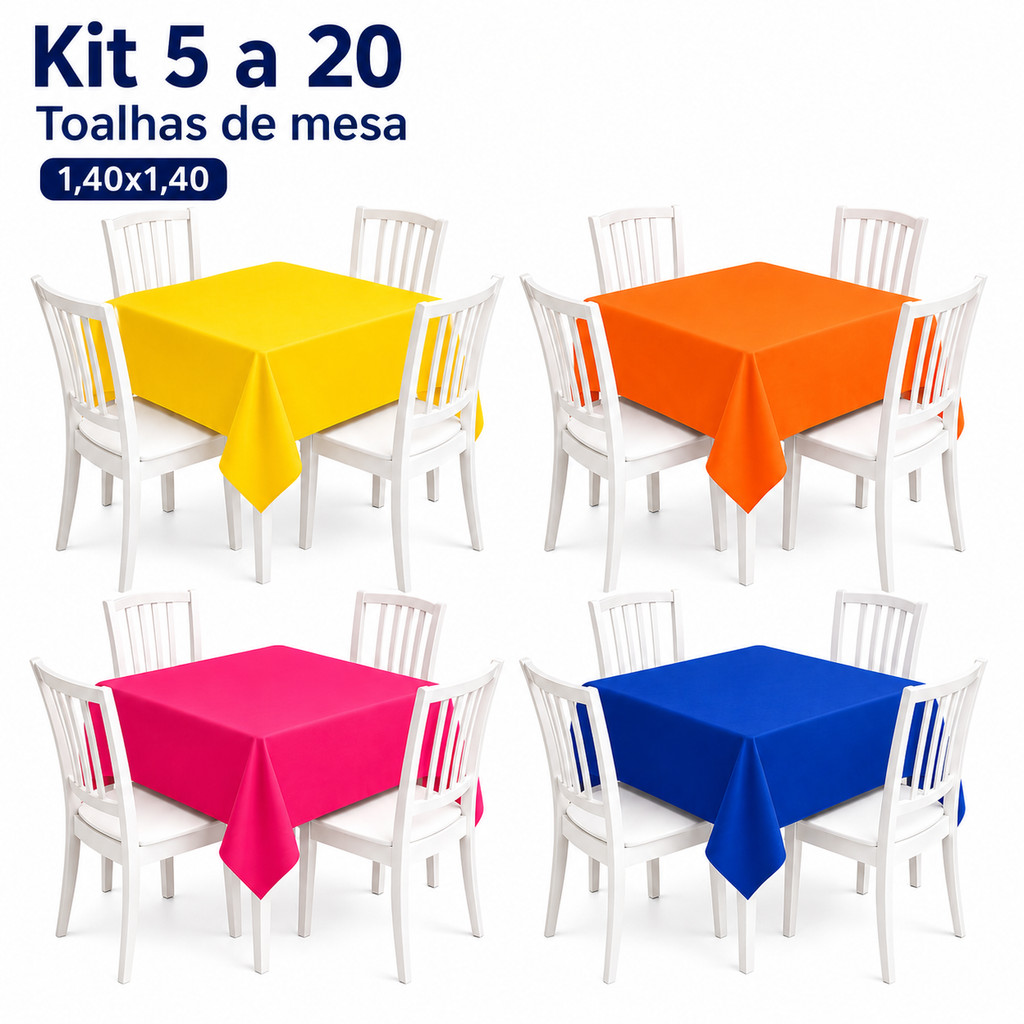 Kit 5 a 20 Toalhas TNT 1,40x1,40 Quadrado Mesa de Festa Aniversário Cobre Mesa Cores