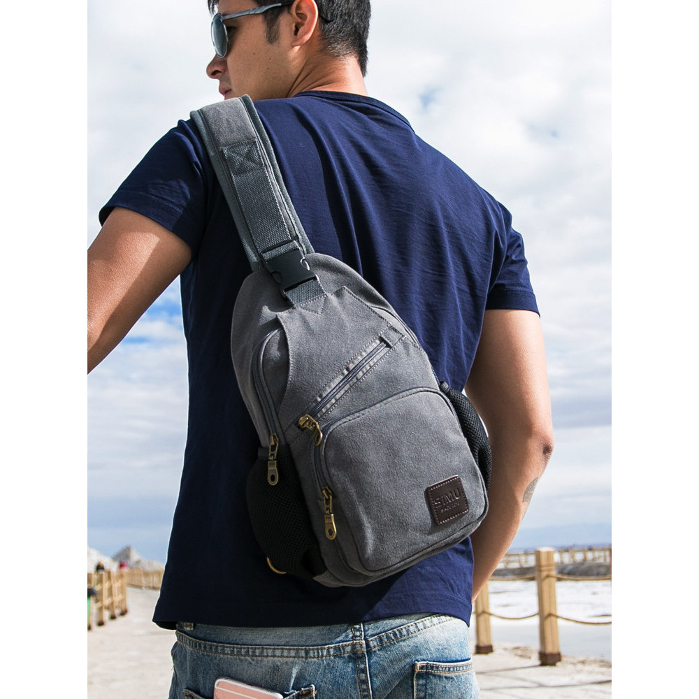 Bolsa masculina bolsa de peito masculina de lona Casual grande bolsa mensageiro novo estilo mochila esportiva ao ar livr