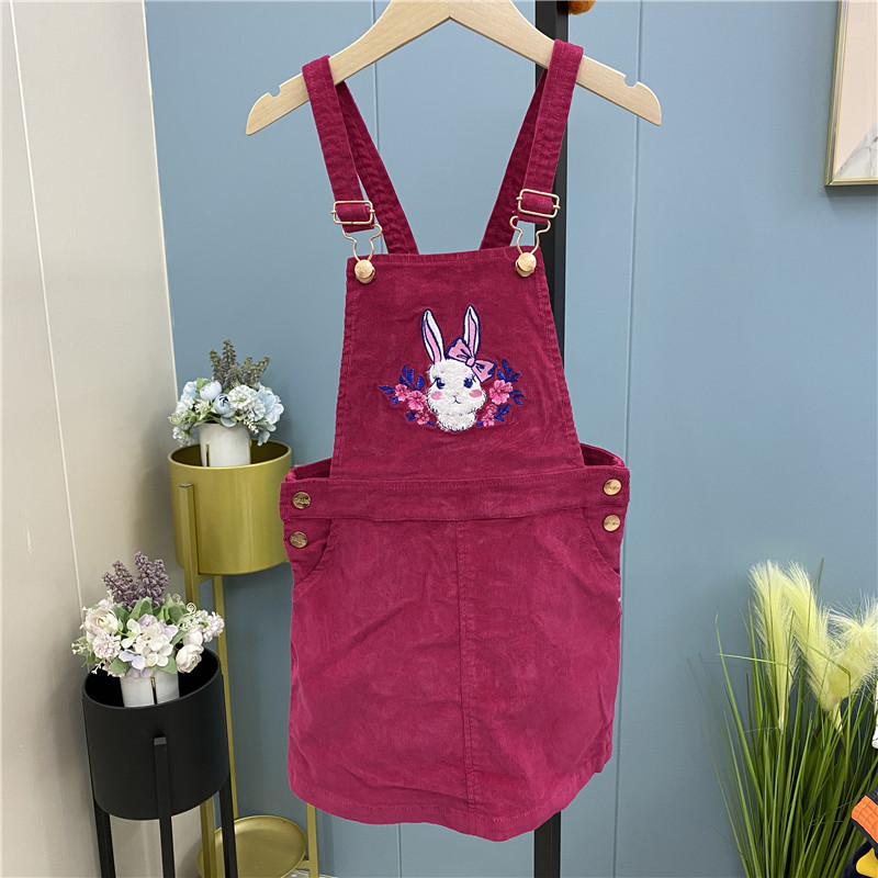 Comércio exterior crianças roupas meninas veludo cinta saia primavera outono saia curta coelho bordado senhoras médio pe